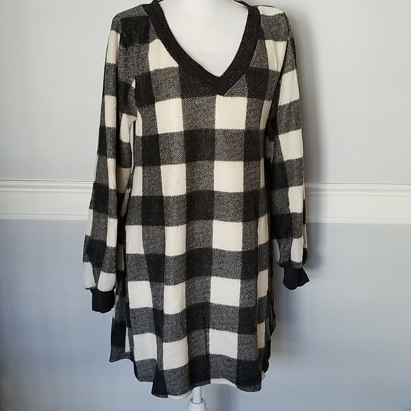 Saints & Hearts Tops - Over-Sized Tunic Dress Buffalo Check with pockets